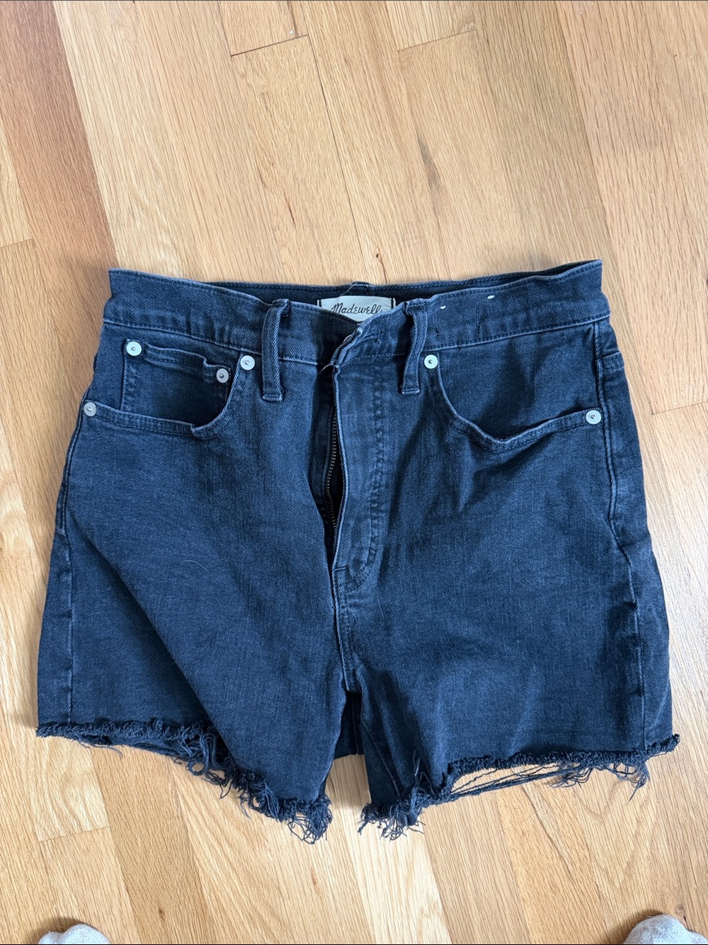 Madewell Black High-Rise Cutoff Denim Shorts